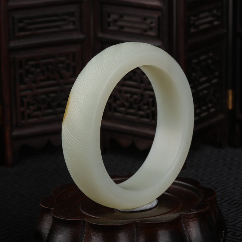 58.5mm籽料和田白玉手镯-红掌柜