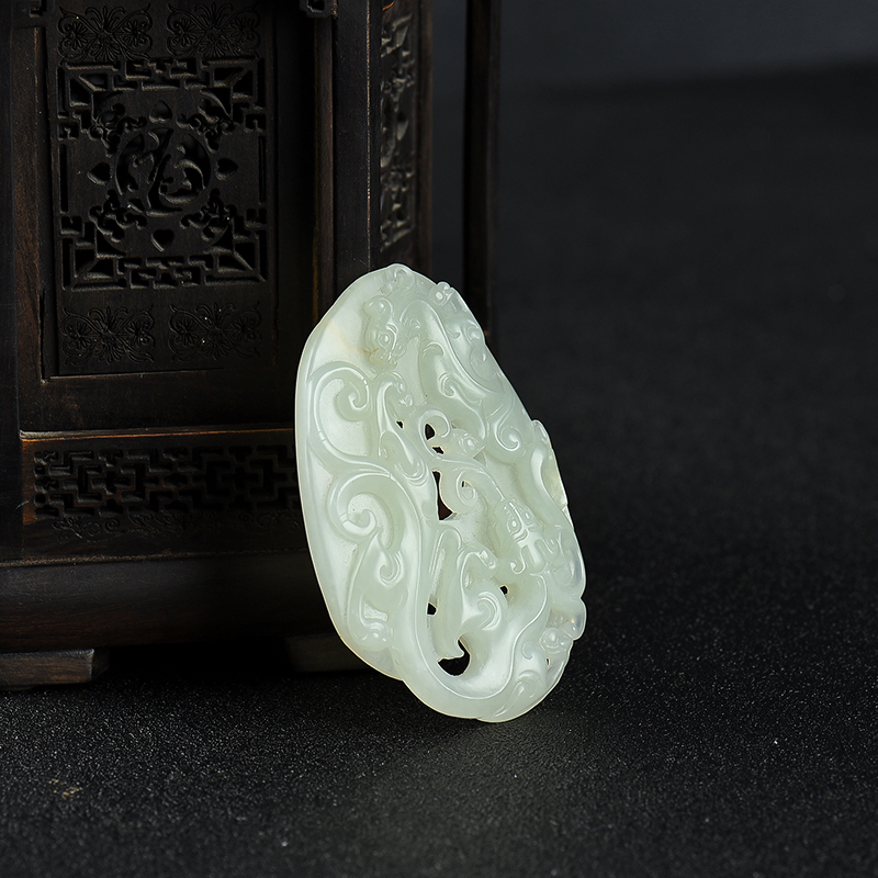 籽料和田青白玉吊坠-红掌柜