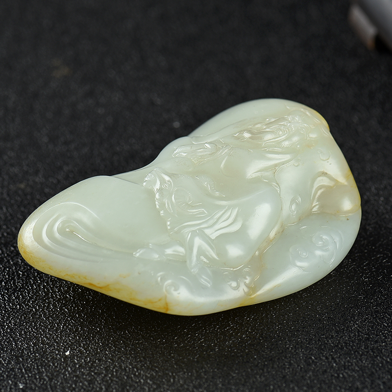 新疆和田青白玉籽料吊坠-红掌柜