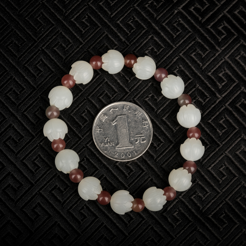 山料和田白玉莲花手链-红掌柜