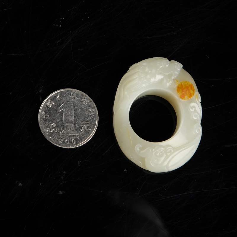 俏色和田玉辰龙戒指-红掌柜