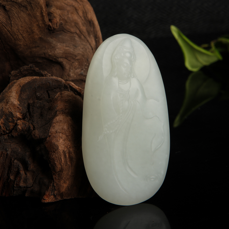 籽料和田白玉一品清廉吊坠-红掌柜