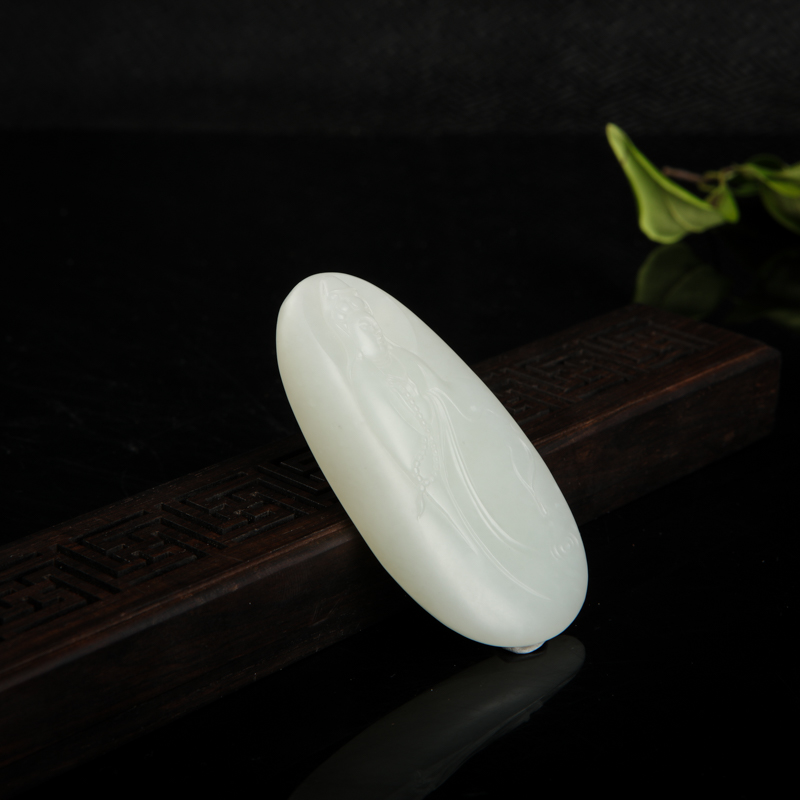 天然和田白玉一品清廉吊坠-红掌柜