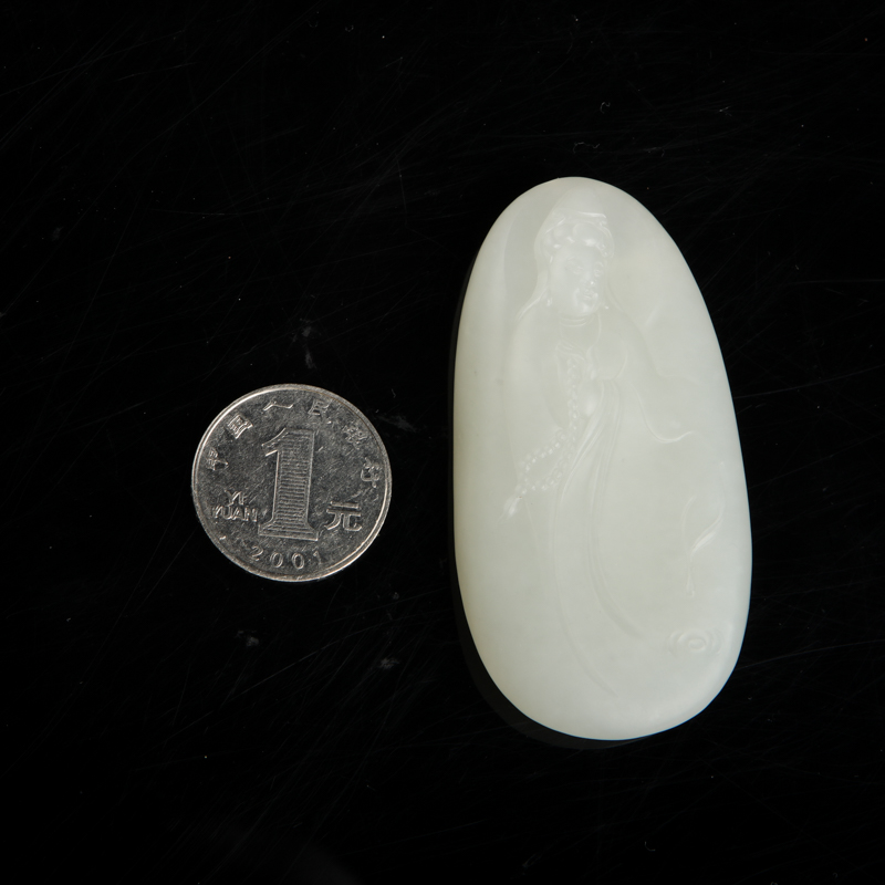 籽料和田白玉一品清廉吊坠-红掌柜