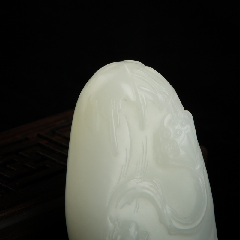 新疆籽料和田白玉一品清廉吊坠-红掌柜