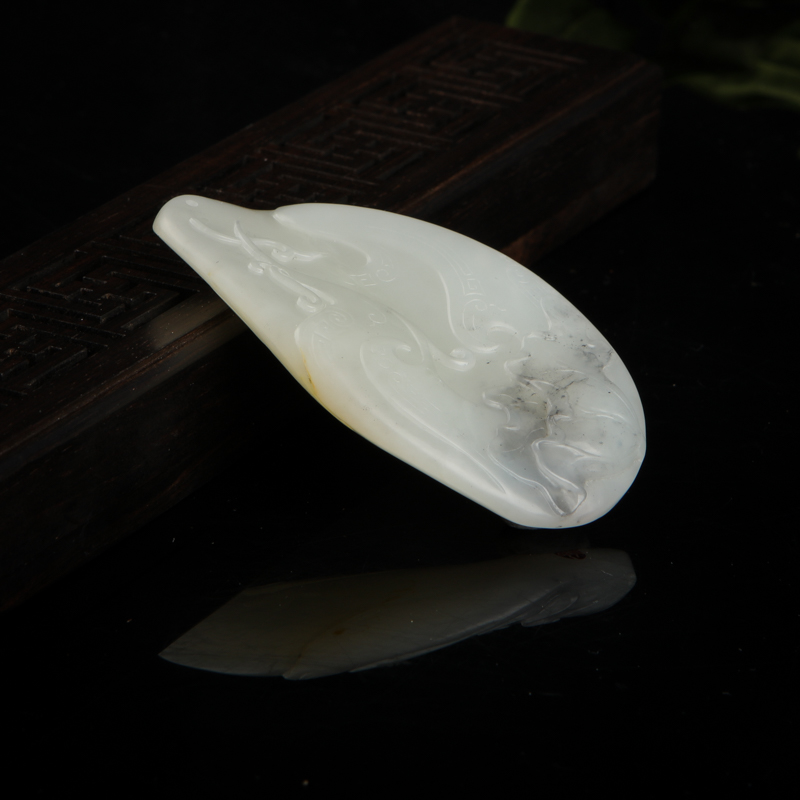 籽料和田青花玉凤鸣麟出吊坠-红掌柜