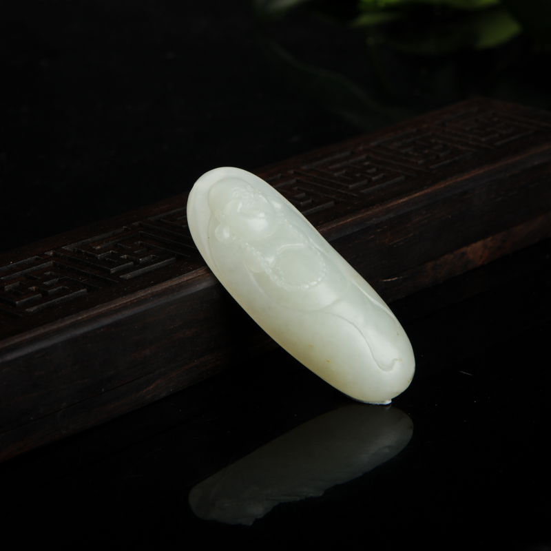 天然籽料和田白玉佛吊坠-红掌柜