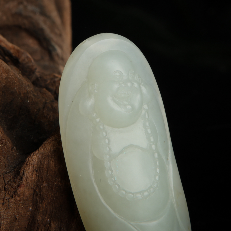 天然和田白玉佛吊坠-红掌柜