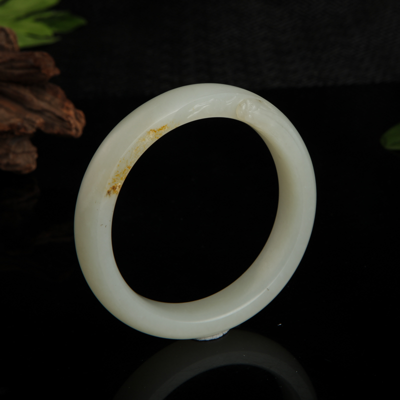 59mm籽料和田白玉古龙手镯-红掌柜