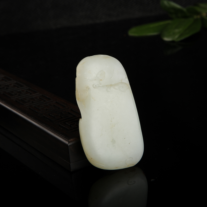 天然和田白玉禅悟吊坠-红掌柜