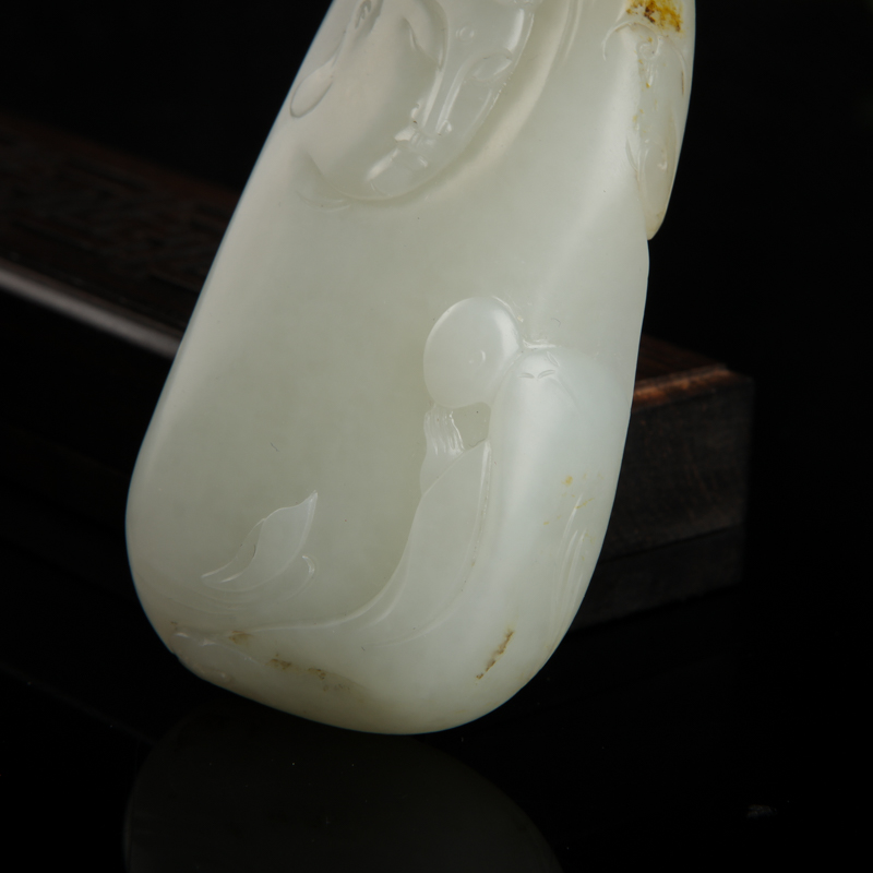 新疆和田白玉禅悟吊坠-红掌柜