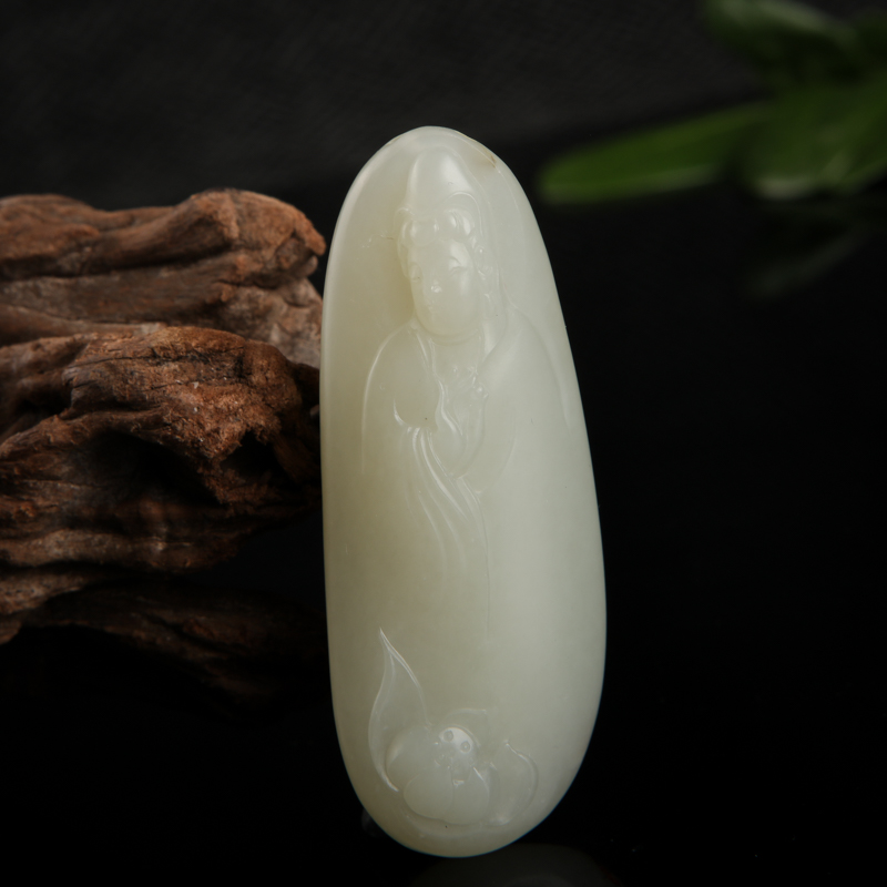 籽料和田白玉观音吊坠-红掌柜