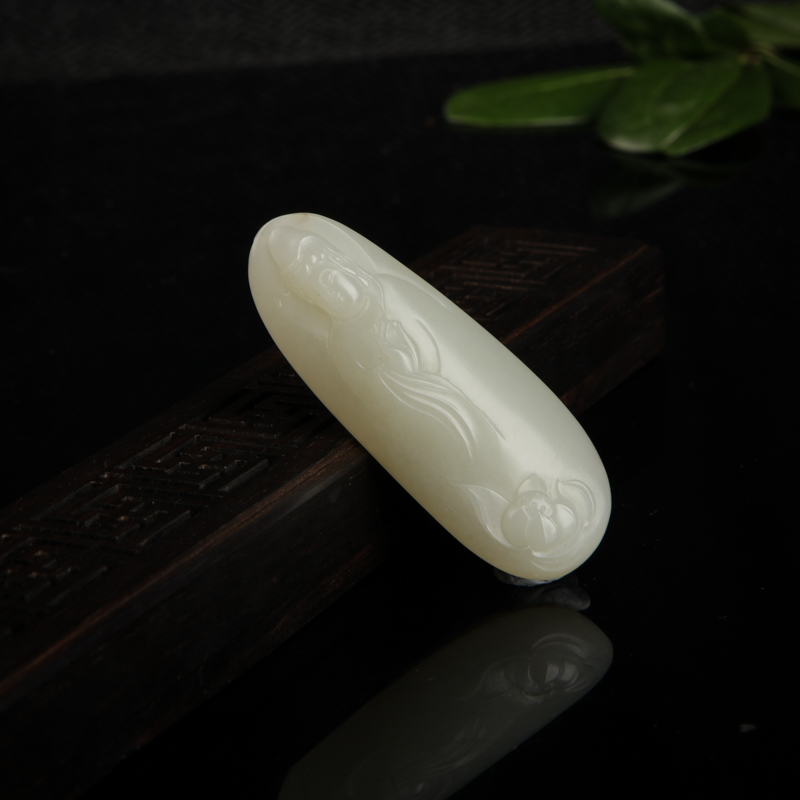 和田白玉观音吊坠-红掌柜