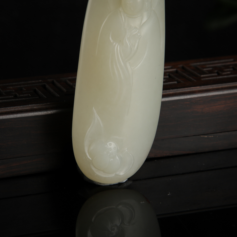 天然和田白玉观音吊坠-红掌柜