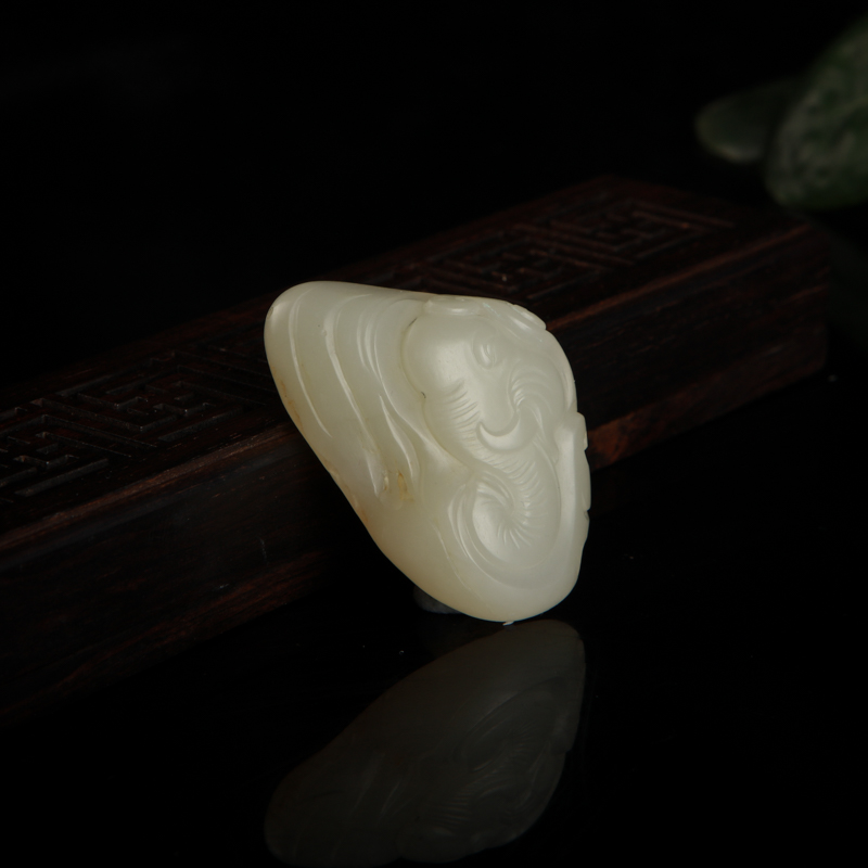 和田白玉吉人天相吊坠-红掌柜