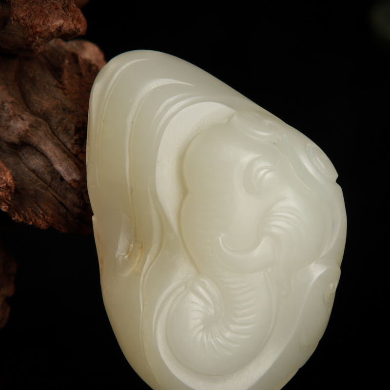 天然和田白玉吉人天相吊坠-红掌柜