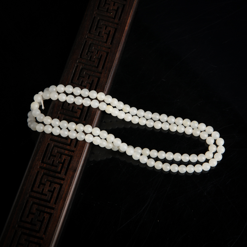 天然和田白玉108佛珠-红掌柜