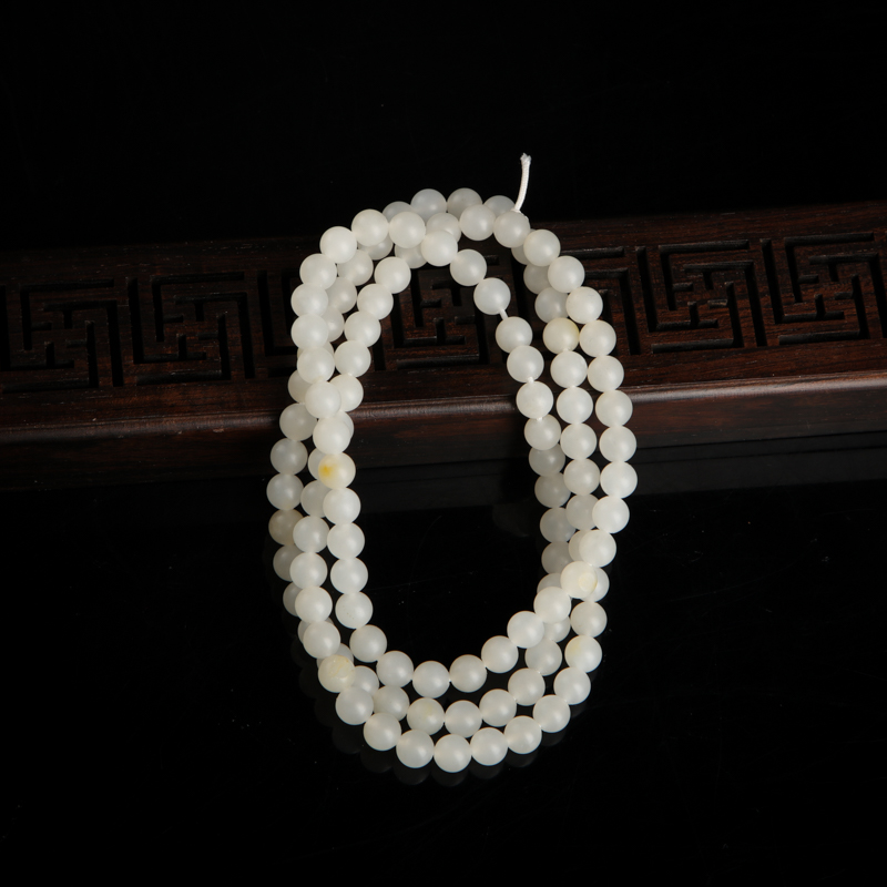 天然和田白玉108佛珠-红掌柜