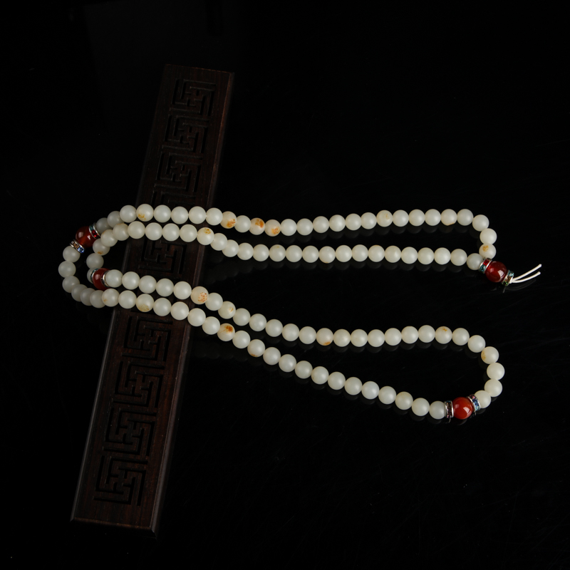 和田白玉108佛珠-红掌柜