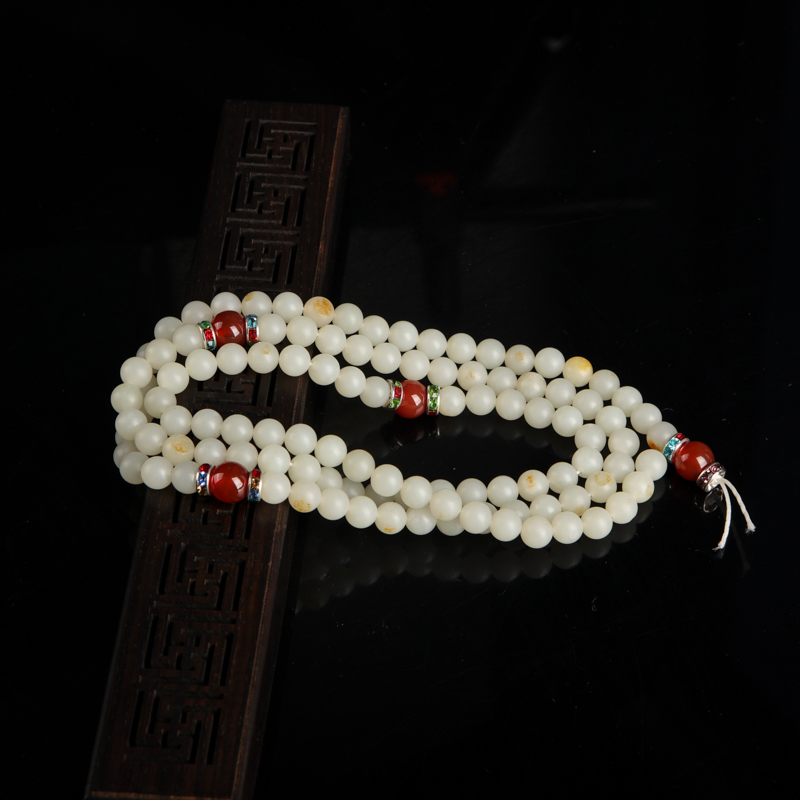 和田白玉108佛珠-红掌柜