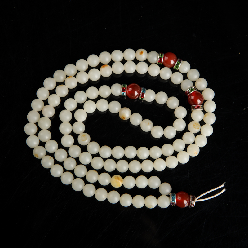 和田白玉佛珠-红掌柜