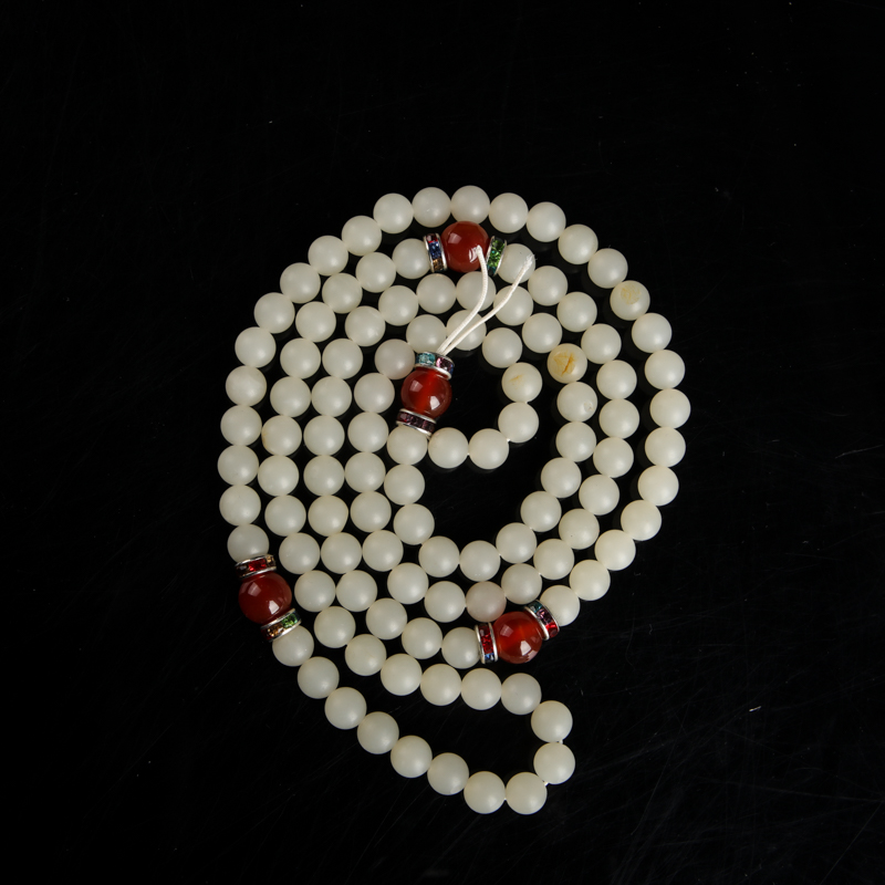 山料和田白玉108佛珠-红掌柜