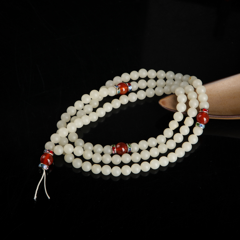和田白玉108佛珠-红掌柜