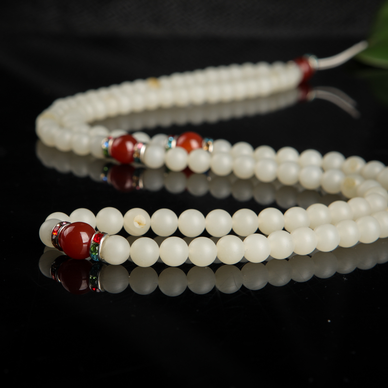 天然山料和田白玉108佛珠-红掌柜