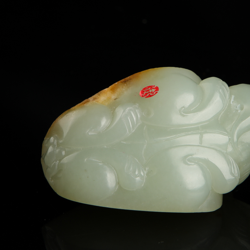 天然籽料和田青白玉吊坠-红掌柜