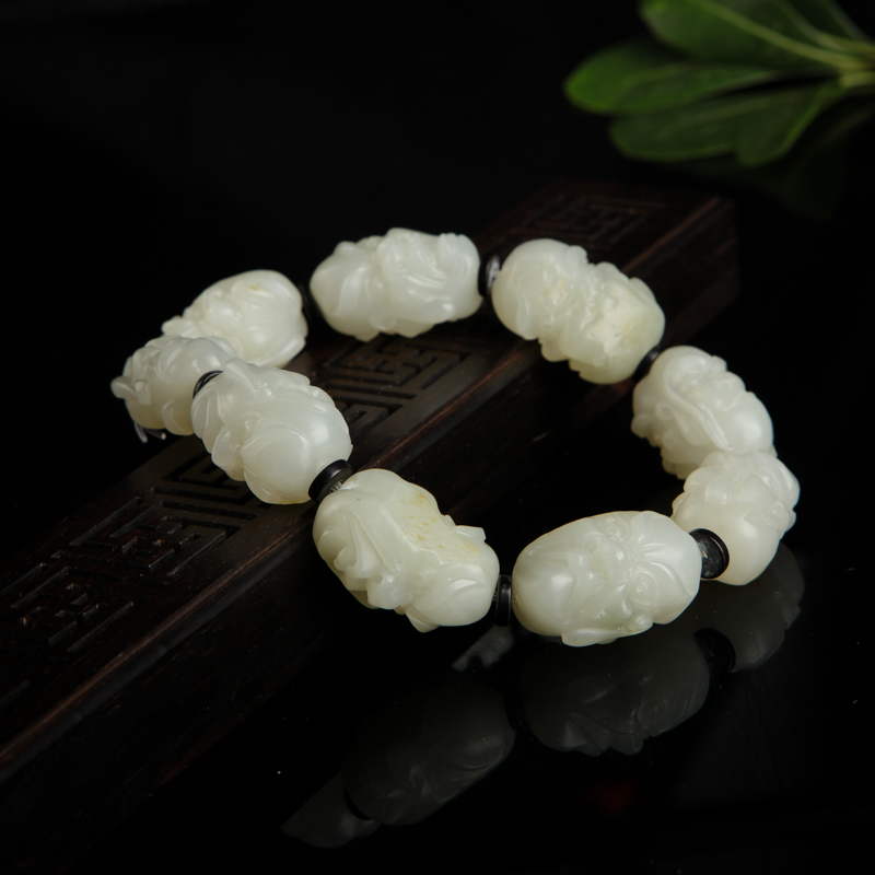 籽料和田白玉罗汉手串-红掌柜