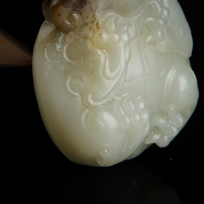 缅甸天然籽料和田玉龙龟吊坠-红掌柜