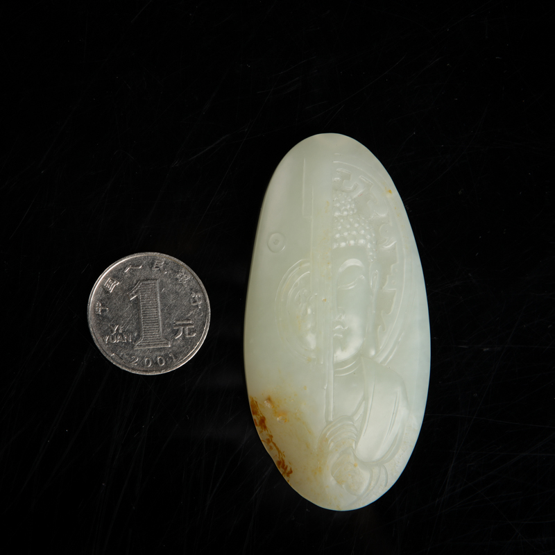 天然和田青白玉一念之间吊坠-红掌柜