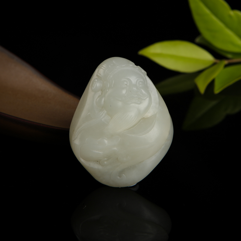 籽料和田白玉财神吊坠-红掌柜
