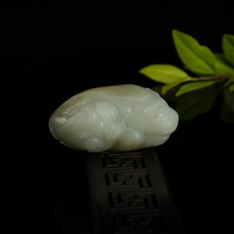 籽料和田青白玉貔貅吊坠-红掌柜
