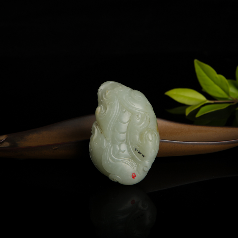 新疆籽料和田青白玉貔貅吊坠-红掌柜