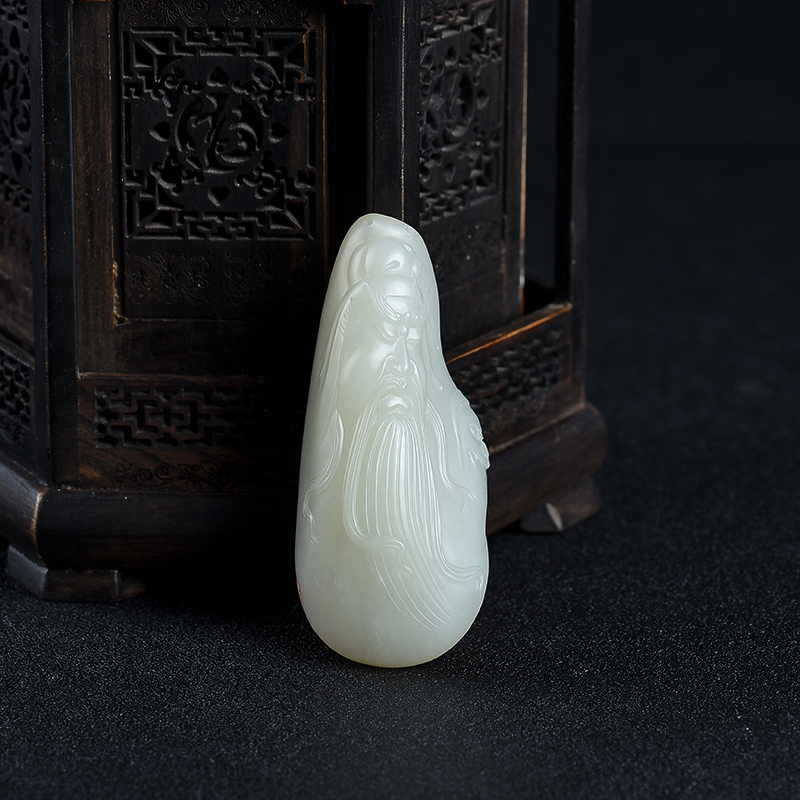 籽料和田白玉关羽吊坠-红掌柜