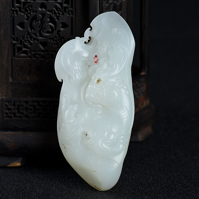 天然和田玉仿古龙吊坠-红掌柜