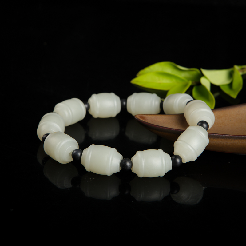 籽料和田玉桶珠手链-红掌柜