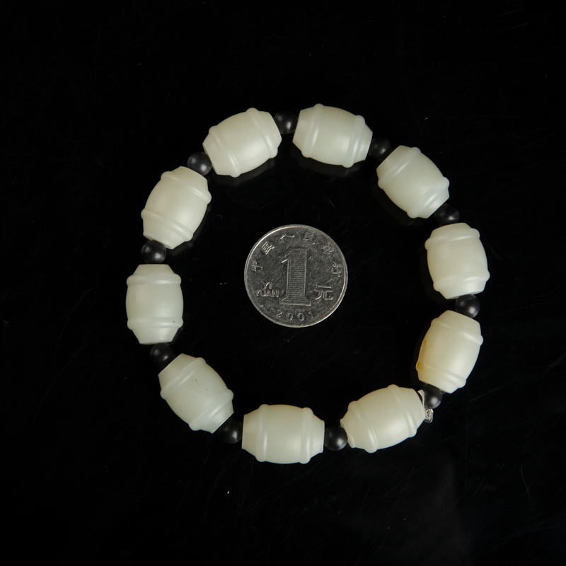 新疆和田白玉桶珠手链-红掌柜