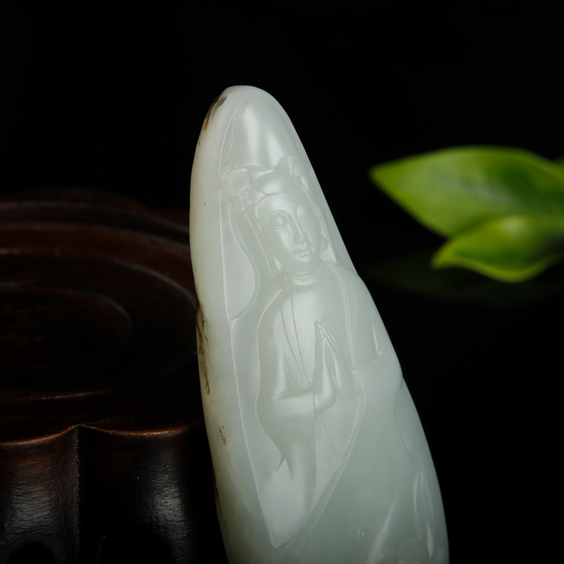 新疆籽料和田白玉观音吊坠-红掌柜