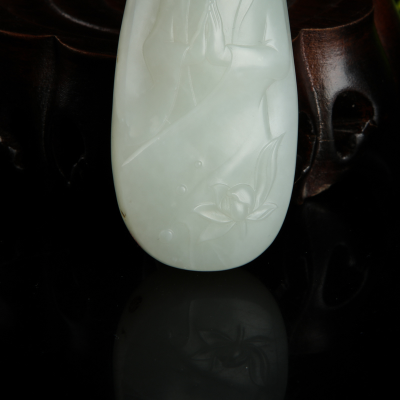 新疆和田白玉观音吊坠-红掌柜