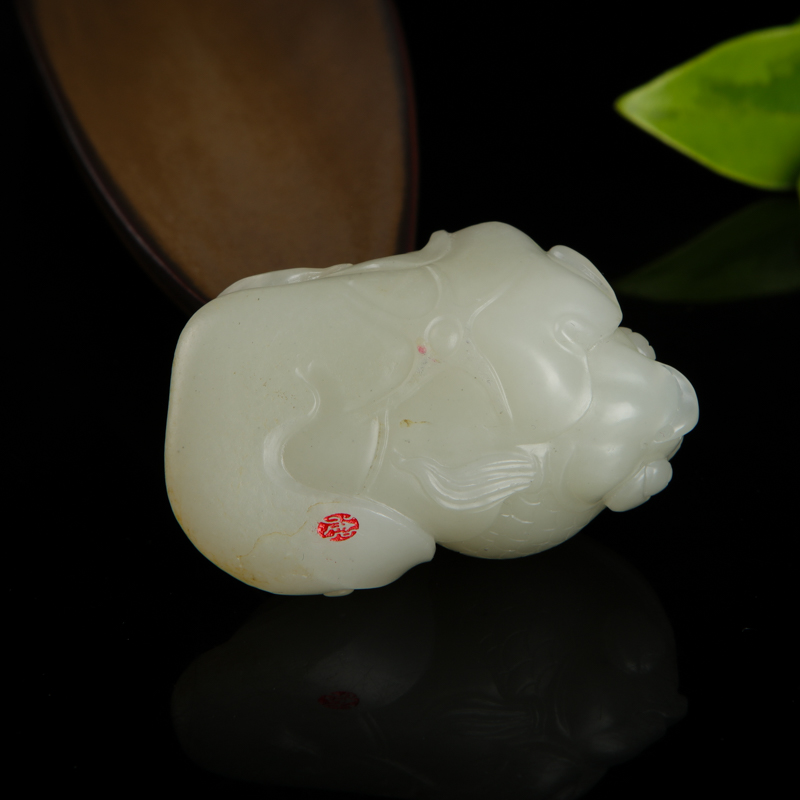 天然籽料和田白玉年年有余吊坠-红掌柜