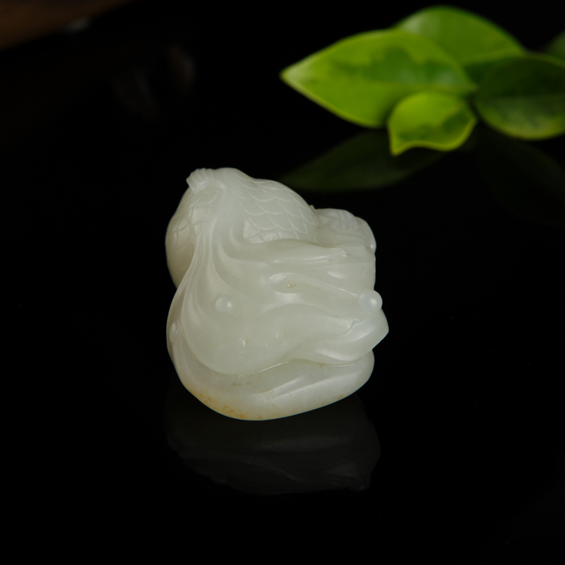 天然和田白玉年年有余吊坠-红掌柜