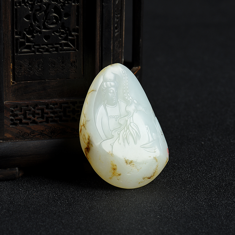 籽料和田白玉观音吊坠-红掌柜