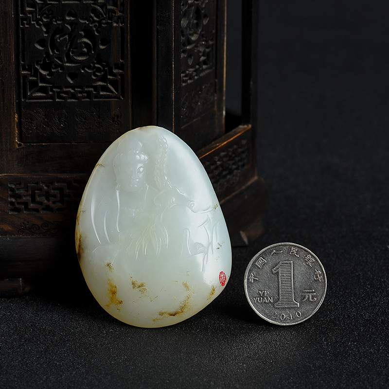 籽料和田玉观音吊坠-红掌柜