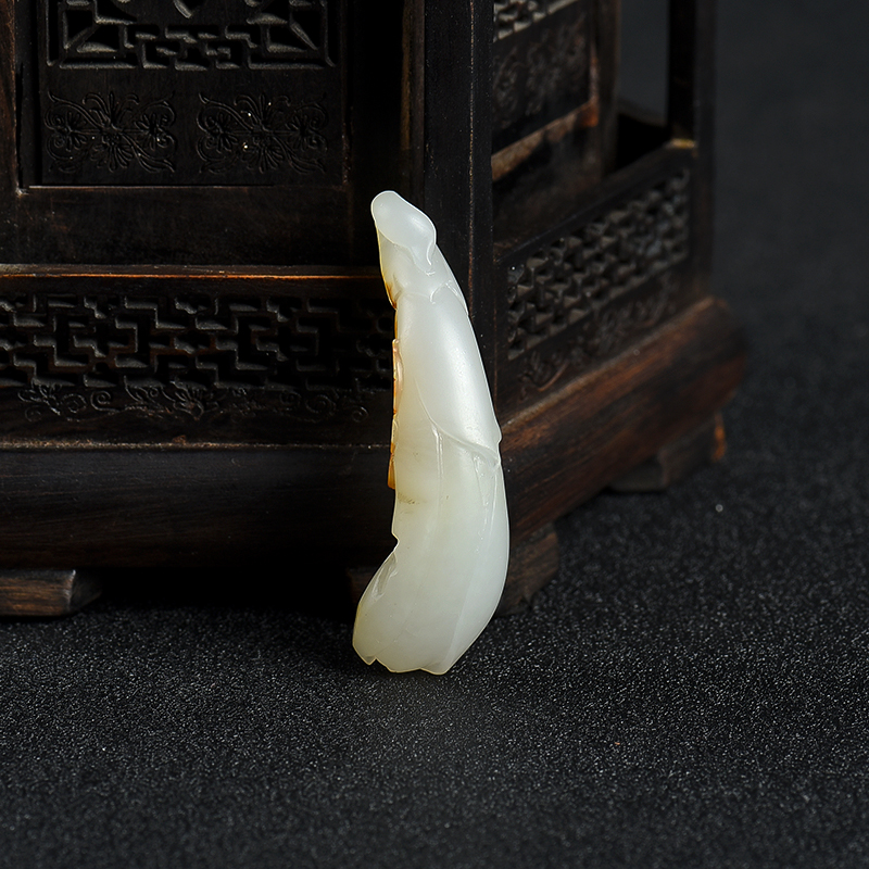 天然籽料和田玉玉兰花吊坠-红掌柜