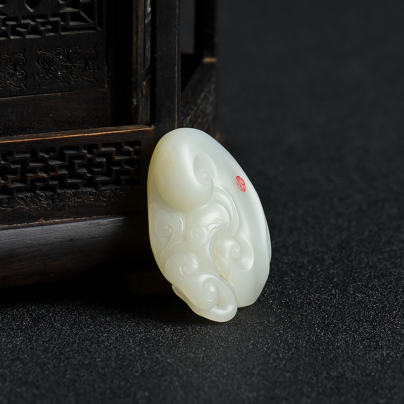 籽料和田白玉如意吊坠-红掌柜