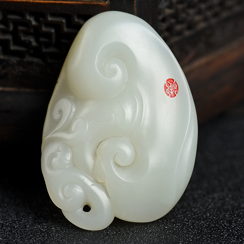 和田白玉如意吊坠-红掌柜