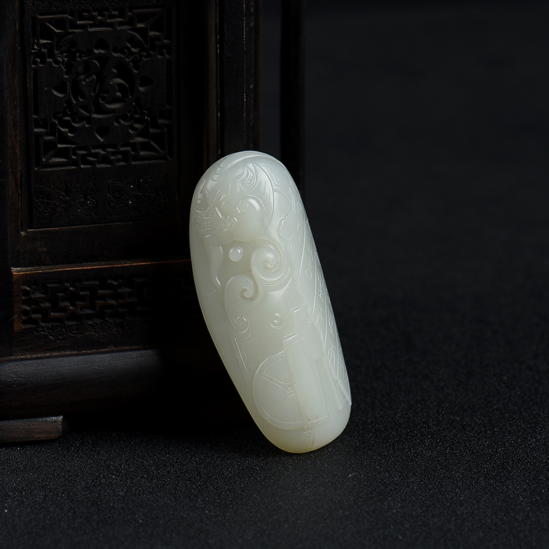 和田白玉貔貅吊坠-红掌柜