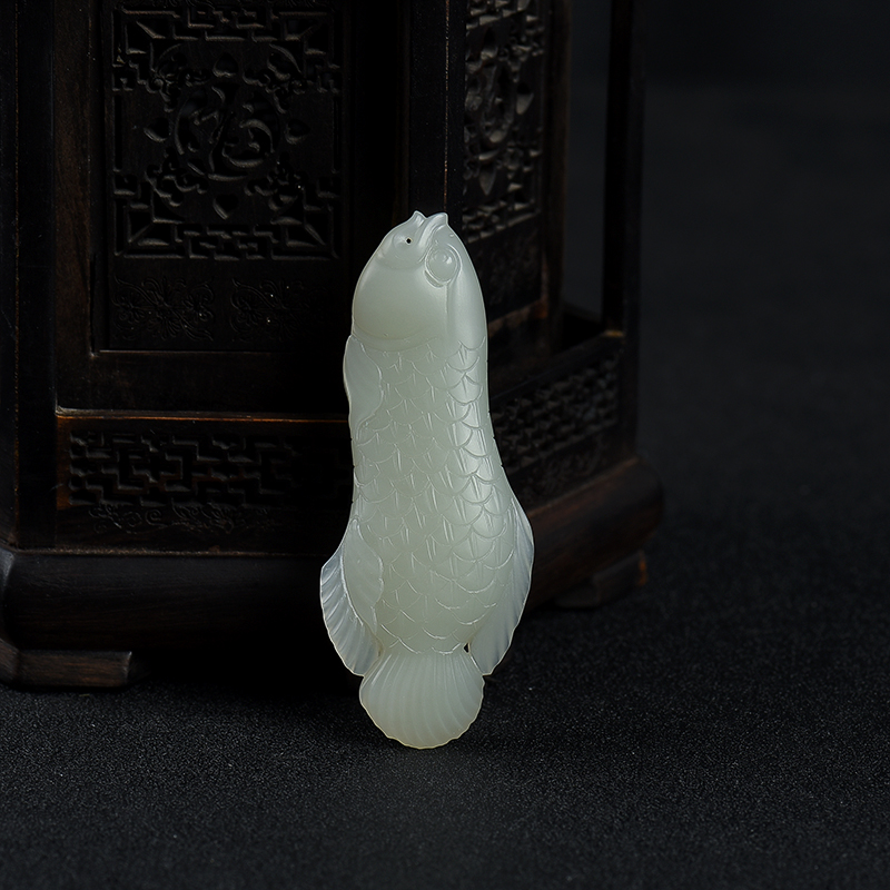 天然和田青白玉金玉满堂吊坠-红掌柜